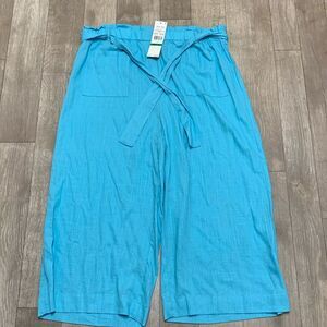 NWT Ruby RD. Paradise Palms Linen Blend Pilgrim Pockets Wide Leg‎ Capri Pants